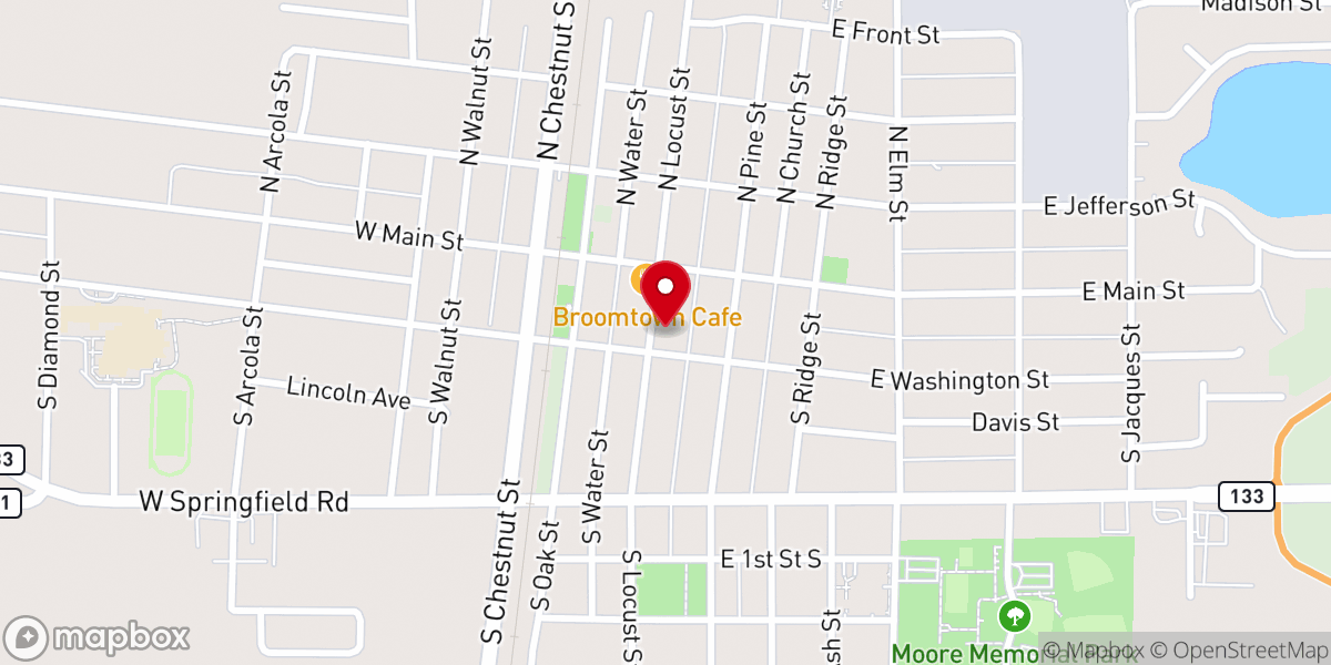 Map showing location of Arcola United Methodist Church