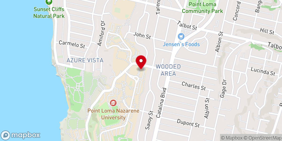 Map showing location of San Diego First Church of the Nazarene