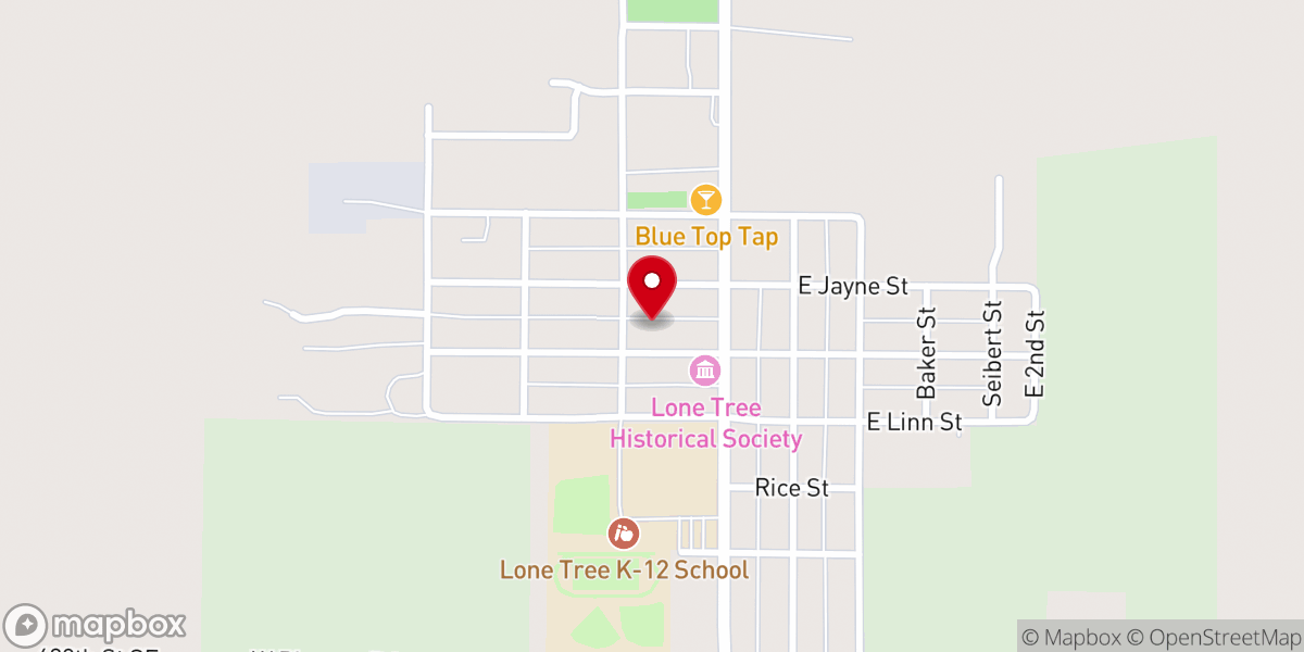 Map showing location of Lone Tree Presbyterian Church