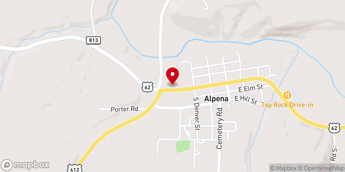 Map showing location of Alpena Church of Christ