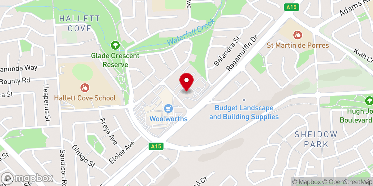 Map showing location of Hallett Cove Baptist Church