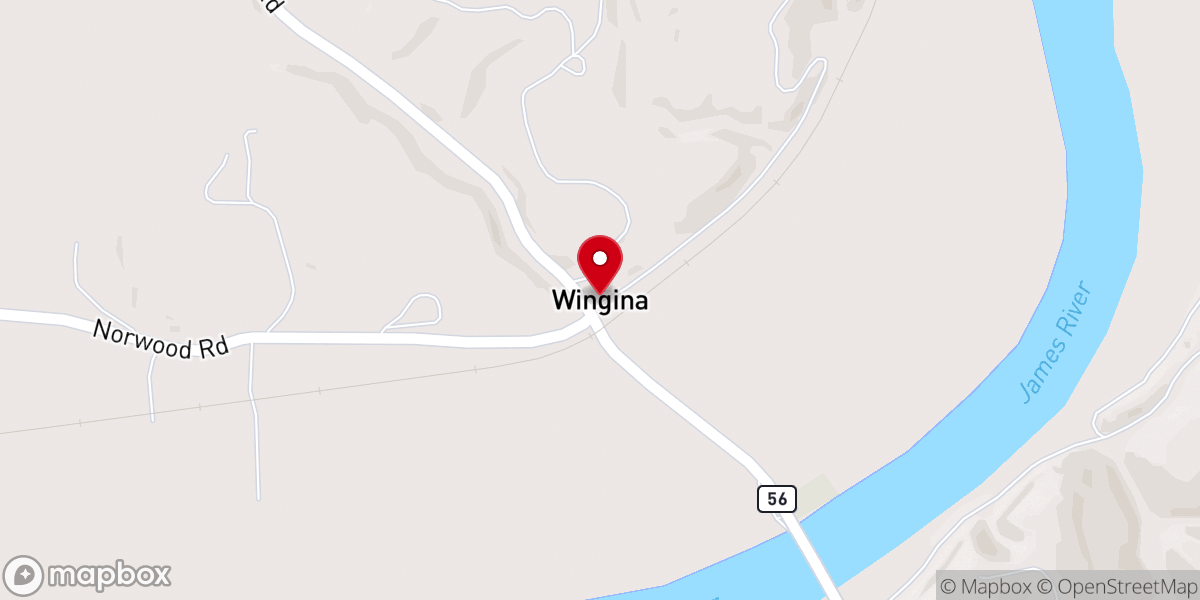 Map showing location of Wingina