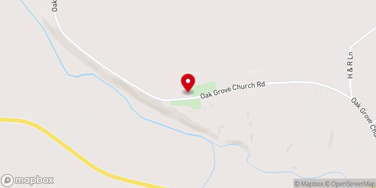 Map showing location of Oak Grove Baptist Church
