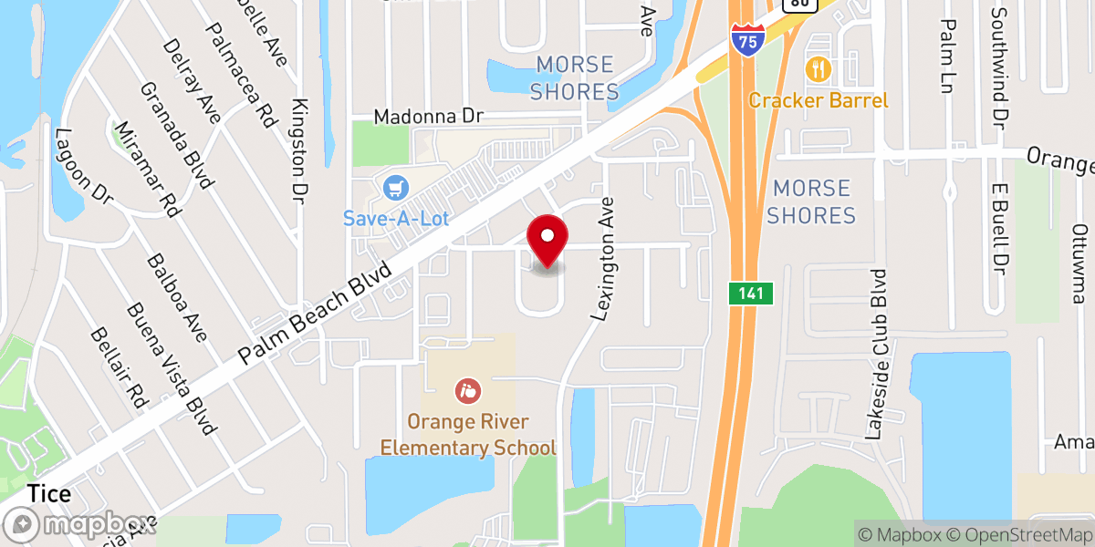 Map showing location of Iglesia Real Fort Myers/ Real Church Fort Myers
