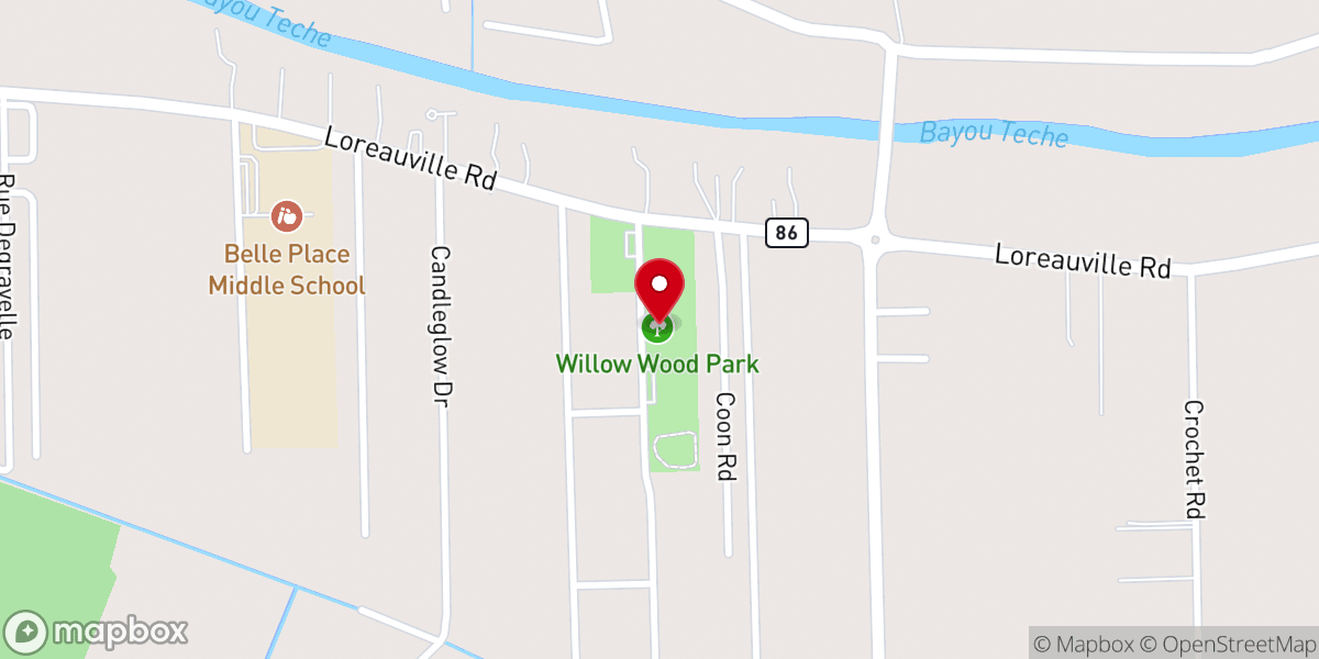 Map showing location of Iberia Parish Recreation Department