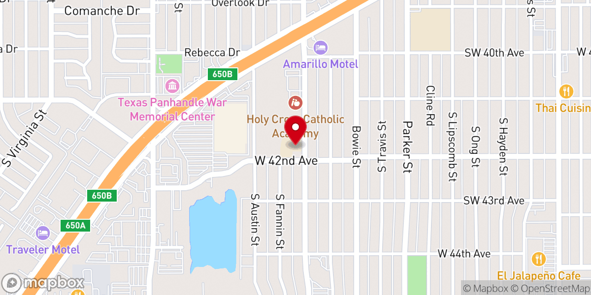 Map showing location of St. Joseph's Catholic Church