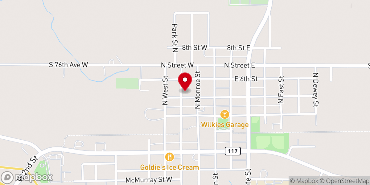 Map showing location of Prairie City Christian Church