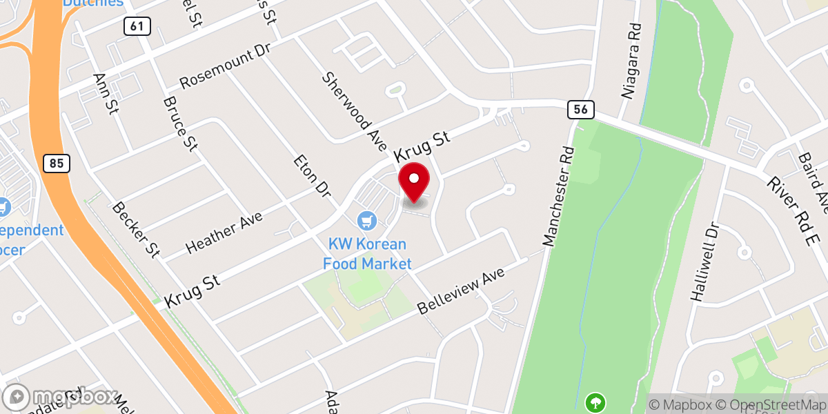 Map showing location of St James-Rosemount United Church