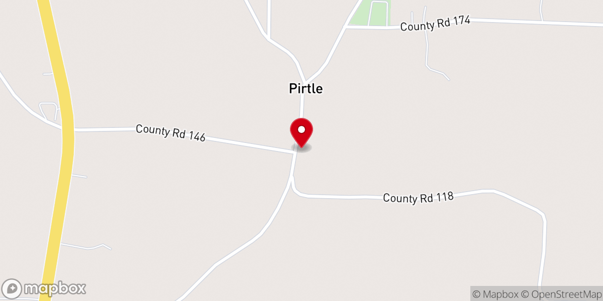 Map showing location of Pirtle United Methodist Church