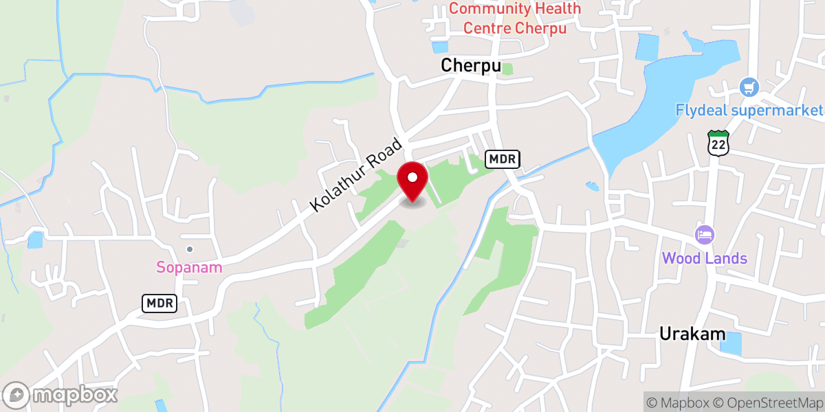 Map showing location of St. Antony's Church, Cherpu