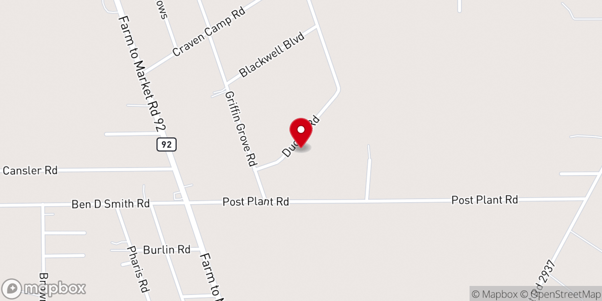 Map showing location of Lufkin Family Worship Center
