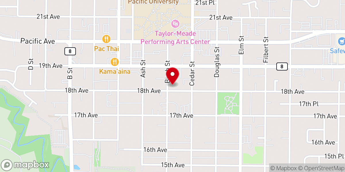 Map showing location of Forest Grove Church of Christ