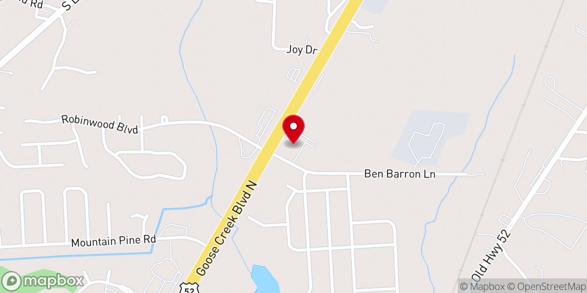 Map showing location of First Christian Church of Moncks Corner