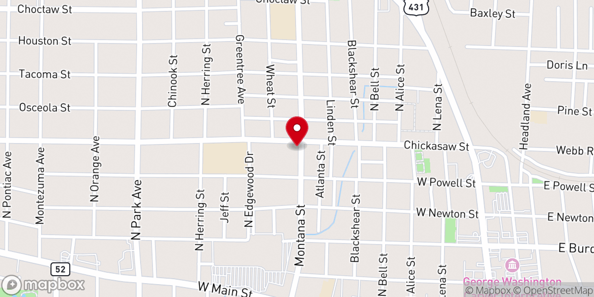 Map showing location of Central Assembly of God Church