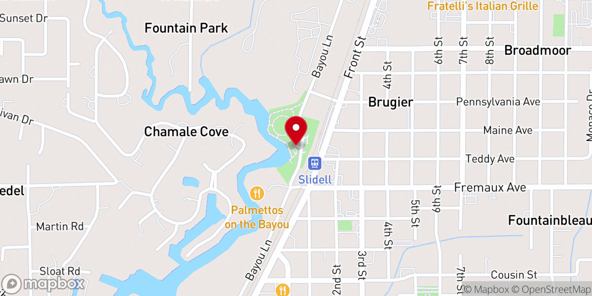 Map showing location of Saint Tammany Crab Festival