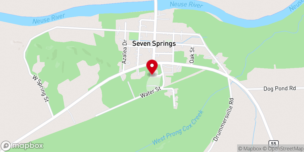 Map showing location of Seven Springs Church On The Hill