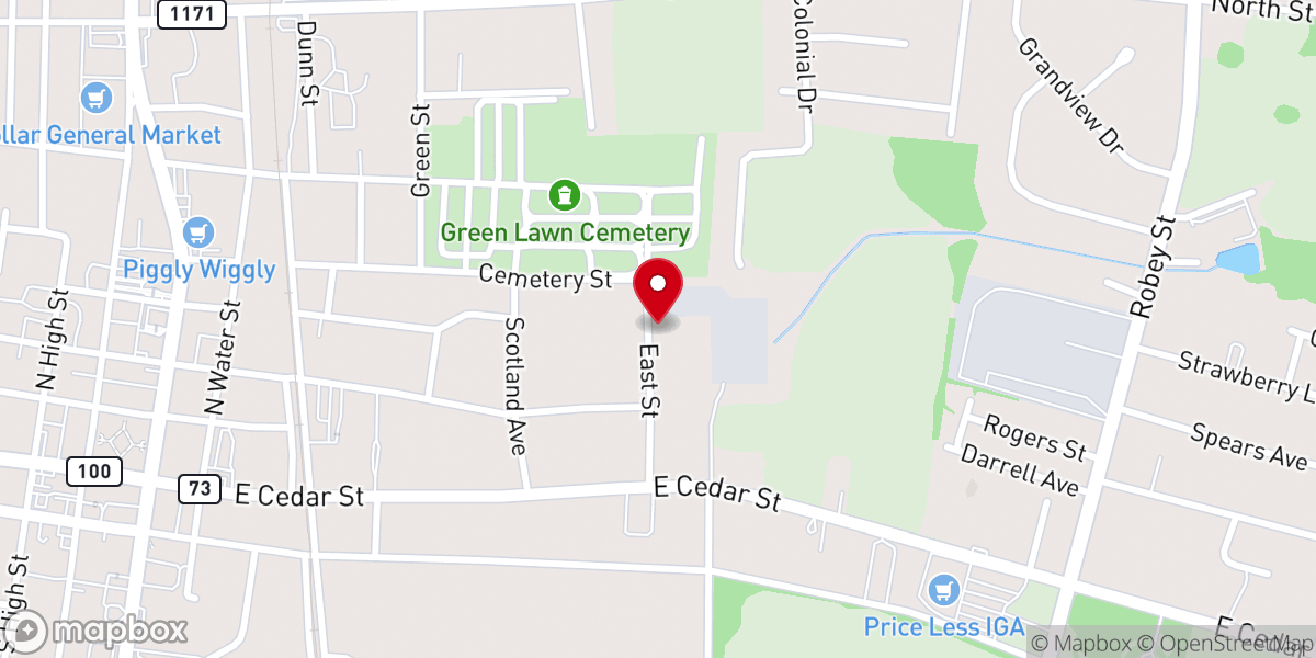 Map showing location of East Side Missionary Baptist Church
