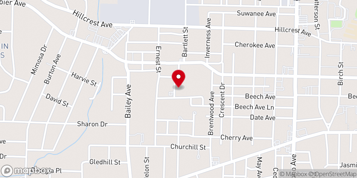 Map showing location of Lizzie Chapel Baptist Church