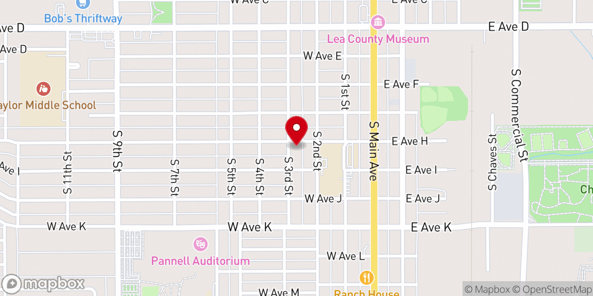 Map showing location of Hillcrest Baptist Church