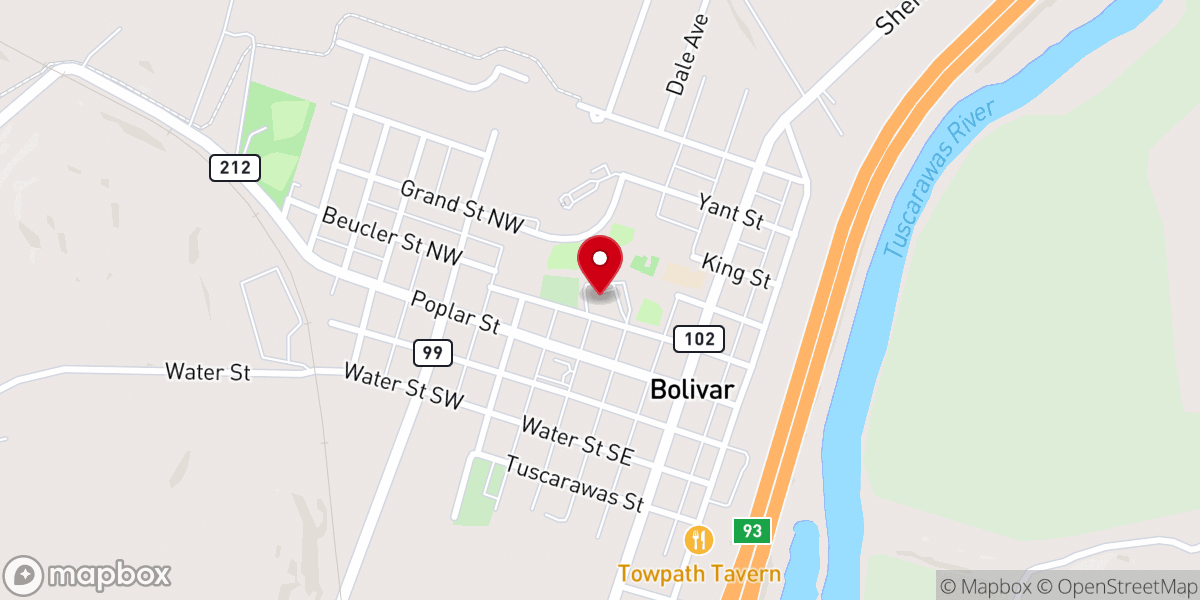 Map showing location of Bolivar Community Church