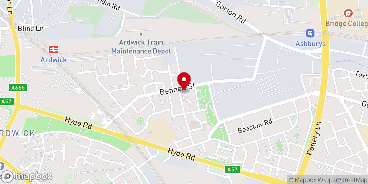 Map showing location of St Benedict's Church