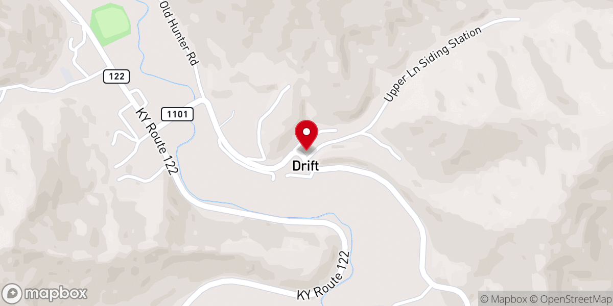 Map showing location of Drift Presbyterian Church