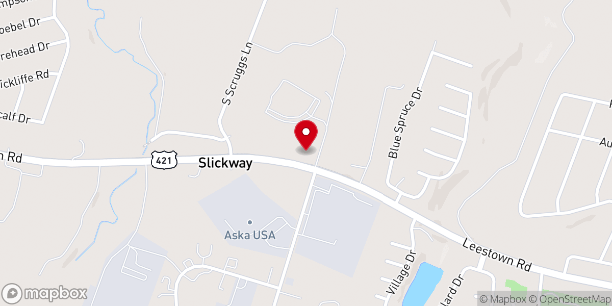 Map showing location of Buck Run Baptist Church