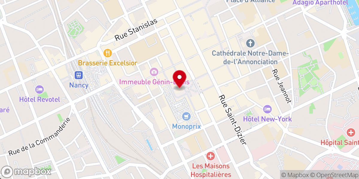Map showing location of Église Saint-Sébastien de Nancy