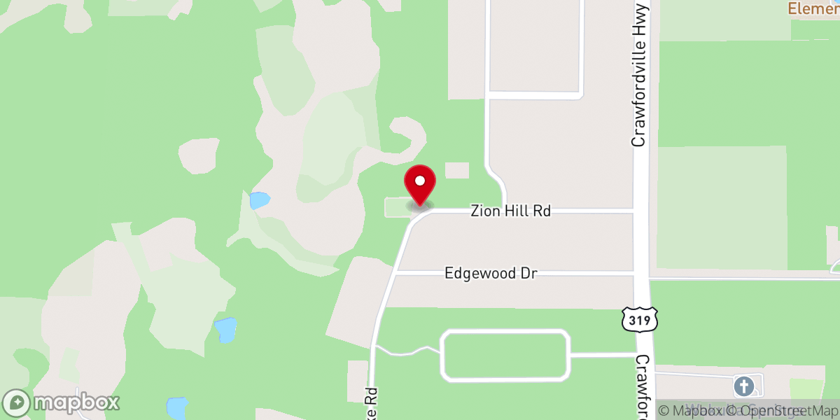Map showing location of Zion Hill Church