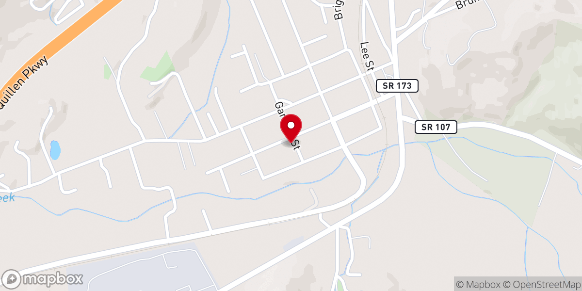 Map showing location of Unicoi Freewill Baptist Church
