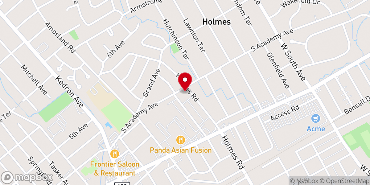 Map showing location of Holmes Presbyterian Church