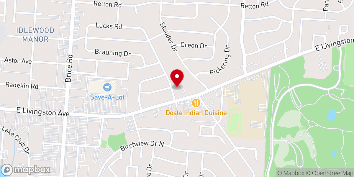 Map showing location of East Livingston Baptist Church