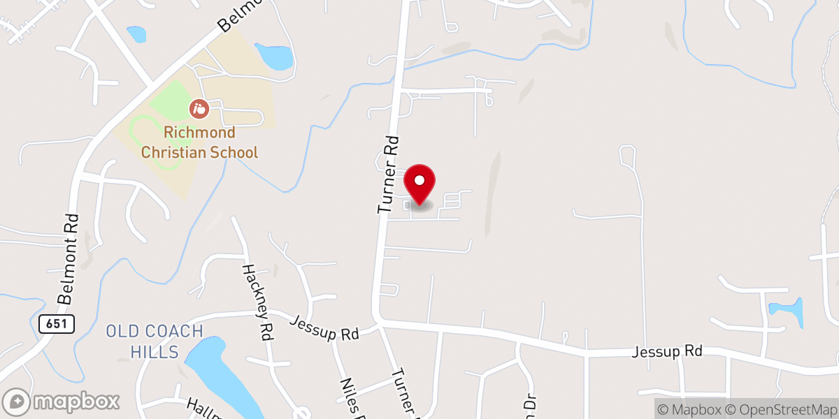 Map showing location of Cornerstone Baptist Church