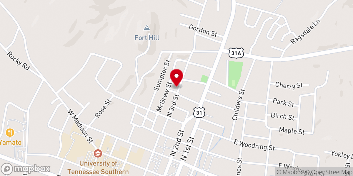 Map showing location of Beulah Baptist Church