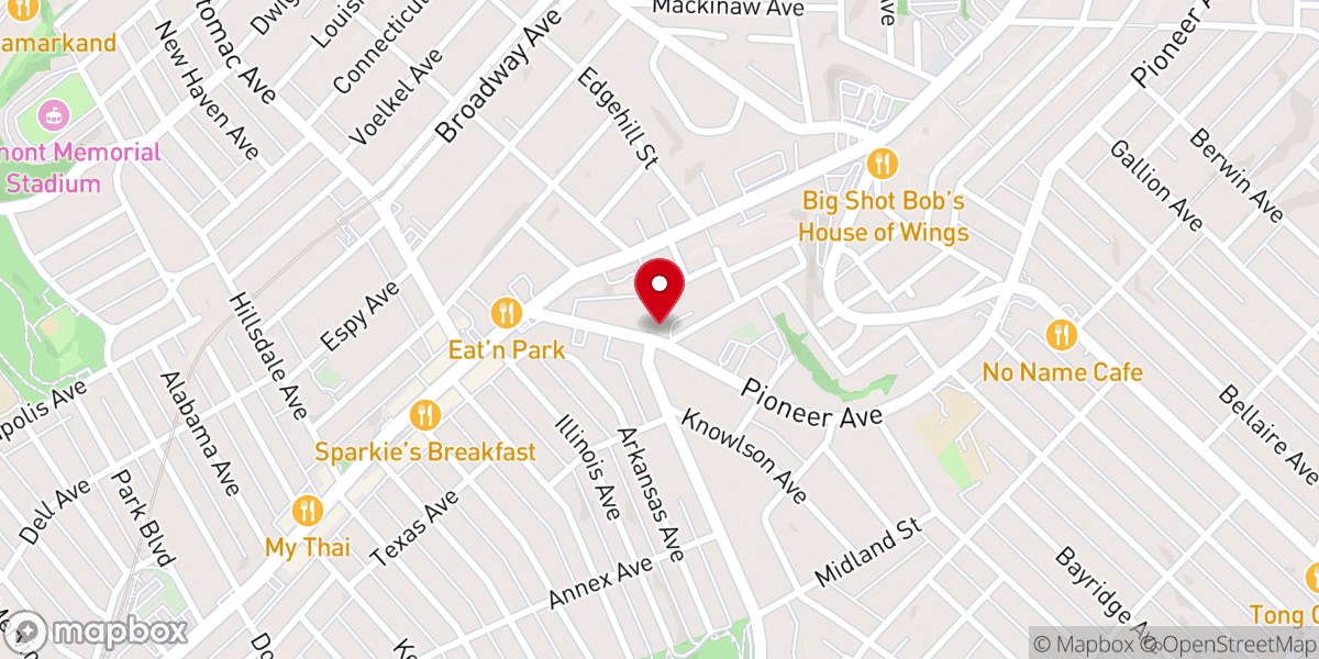 Map showing location of Pittsburgh Baptist Church