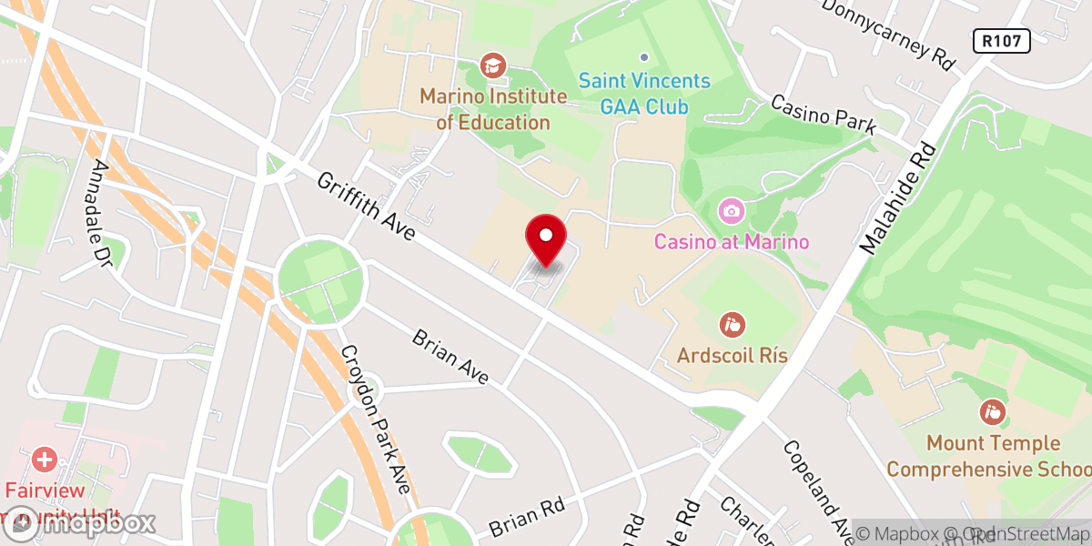 Map showing location of St. Vincent De Paul Catholic Church