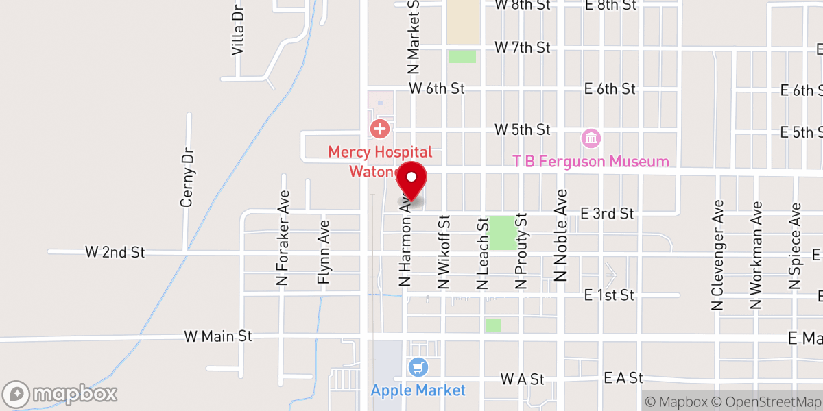 Map showing location of First Assembly of God