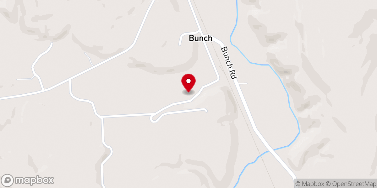 Map showing location of Bunch Baptist Church