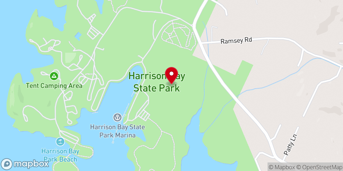 Map showing location of Harrison Bay State Park