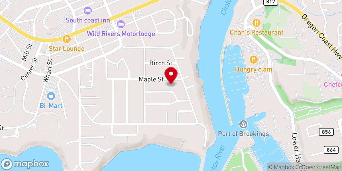 Map showing location of Grace Bible Church of Brookings