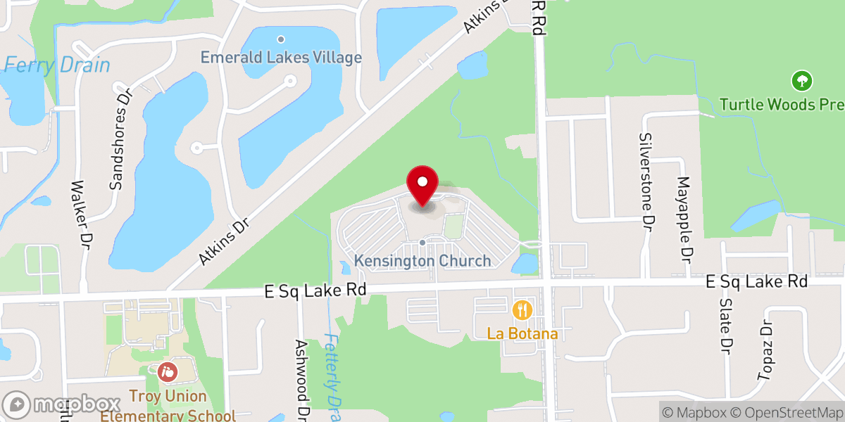 Map showing location of Kensington Church