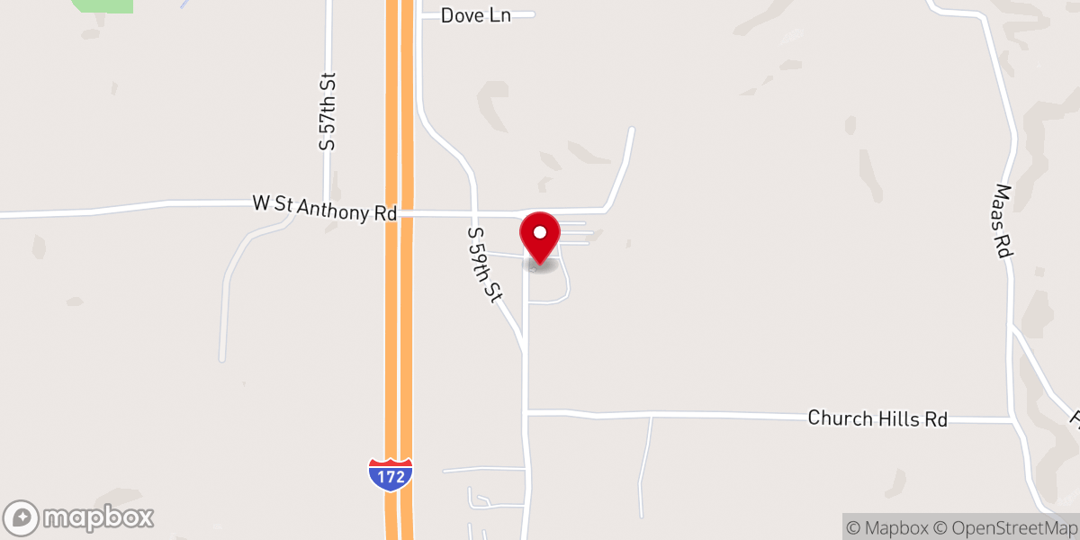 Map showing location of St. Anthony of Padua Catholic Church