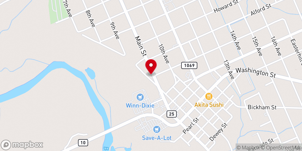 Map showing location of Washington Parish School Board