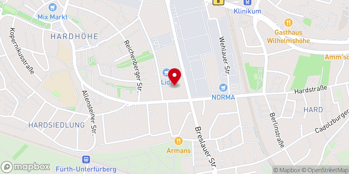 Map showing location of Äthiopisch-Orthodoxe Tewahedo Kirche Hl. Dreifaltigkeit Gemeinde Nürnberg | ኑርንበርግ ጽርሐ አርያም ቅድስት ሥላሴ አጥቢያ