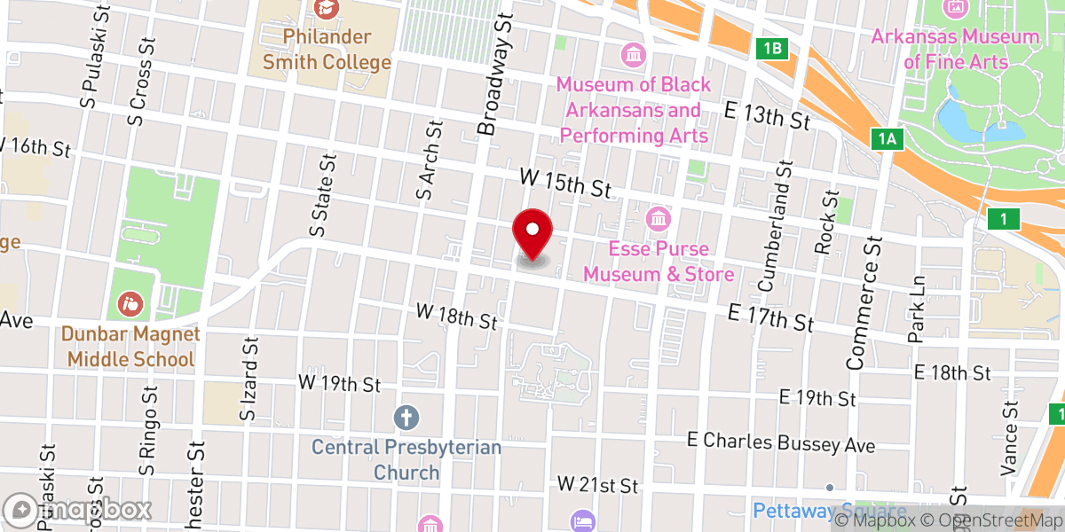 Map showing location of Trinity Episcopal Cathedral