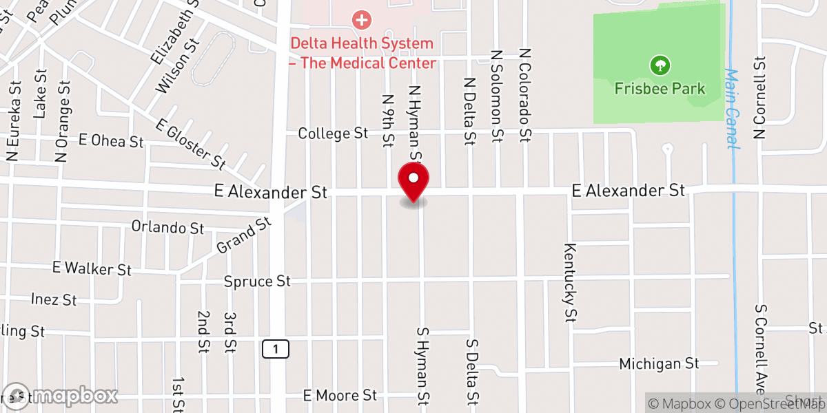 Map showing location of True Vine Missionary Baptist Church