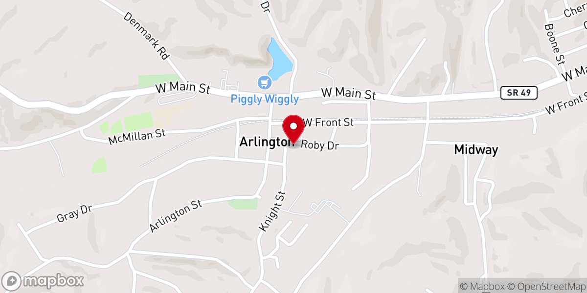 Map showing location of Arlington Cumberland Presbyterian