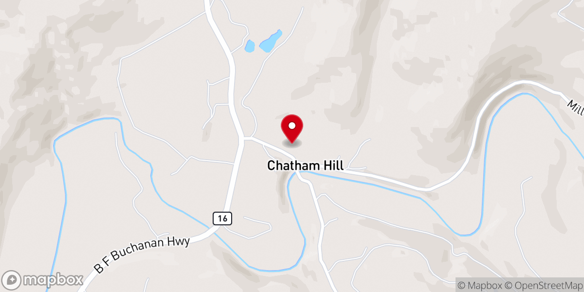 Map showing location of Chatham Hill UMC