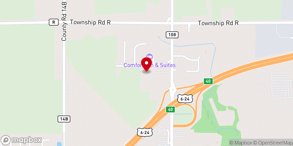 Map showing location of Crossroads Church, Napoleon