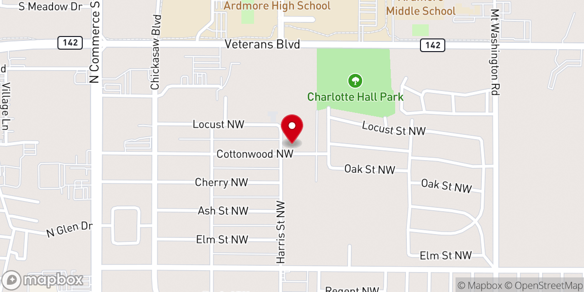Map showing location of Ardmore First Church of the Nazarene